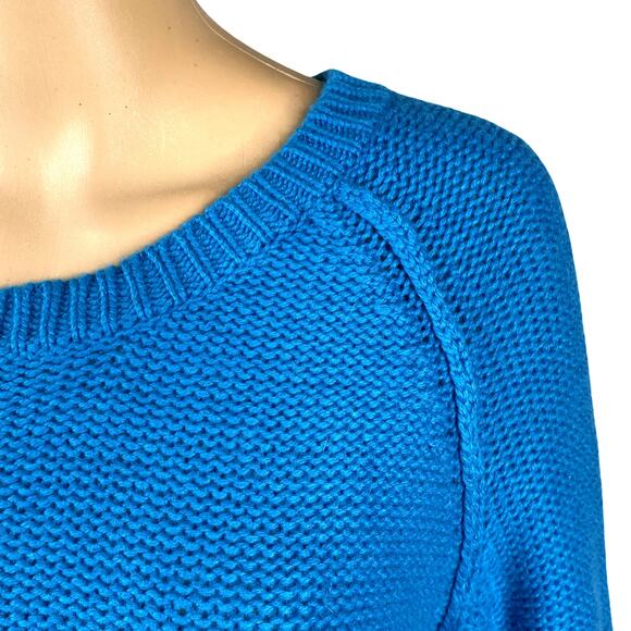 Anthropologie Moth Wool Angora Blue Side Button Raglan Pullover Sweater SZ M - Picture 3 of 9